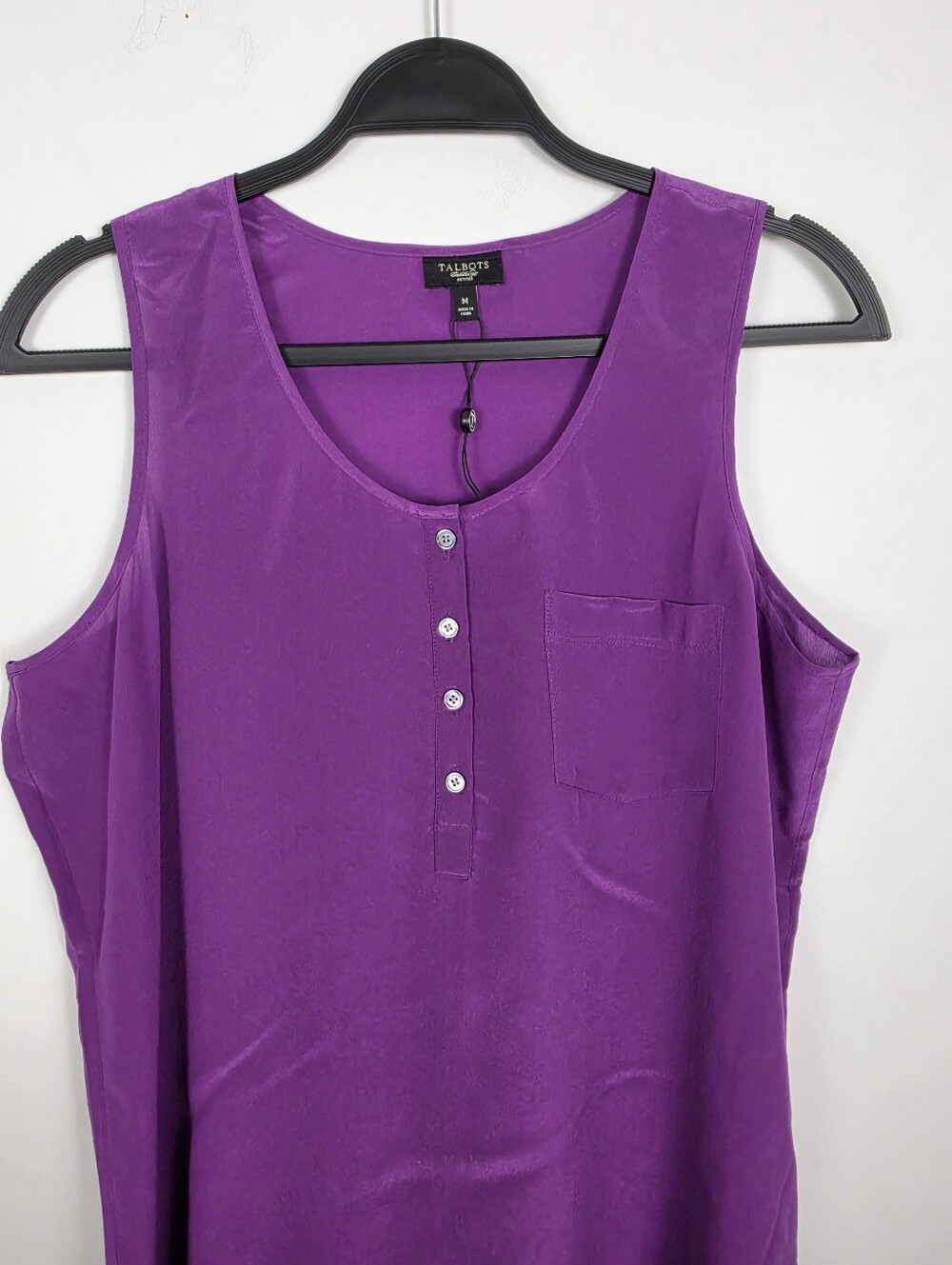 Talbots Women's Cutaway Shell Split Neck Blouse Tank Top Silk NWOT Size M - Picture 3 of 12